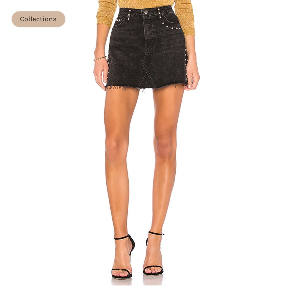 GRLFRND Eva A-Frame Studded Gussett Skirt